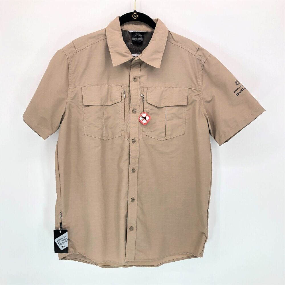 NEW Trespass Shirt Mens M Baddenotch Hiking Travel Anti Mosquito UPF 40 Duo Skin